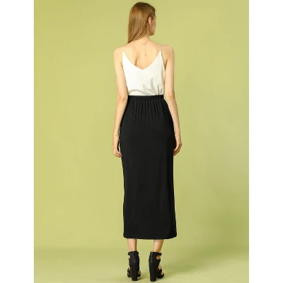 Allegra K Women's Skirt Split Ruched High Waist Summer Beach Maxi Skirts 4 Allegra K Women's Skirt Split Ruched High Waist Summer Beach Maxi Skirts - Image 4