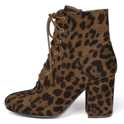 Allegra K Women's Lace Up Chunky Heel Ankle Booties 6 Allegra K Women's Lace Up Chunky Heel Ankle Booties - Image 6