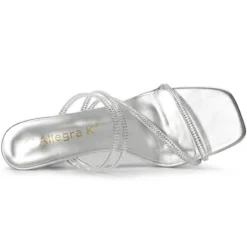 Allegra K Women's Rhinestone Strappy Kitten Heel Slide Heels Sandals -Allegra K GUEST 3e3d7081 fad3 474f ac53 97e71b61fa22