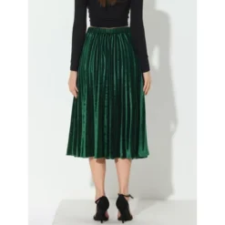 Allegra K Women's High Elastic Waist Velvet Pleated Swing Midi Skirt -Allegra K GUEST 3eb6a2b1 466c 4744 85ef b86272cdca49