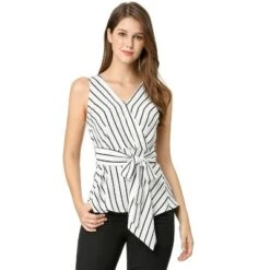 Allegra K Women's Sleeveless V Neck Tie Waist Asymmetric Hem Wrap Peplum Tank Tops -Allegra K GUEST 3f3c8a3b 7c97 401b b6f6 59b5da816dc2