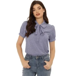 Allegra K Women's Retro Dots Print Bow Tie Peter Pan Collar Chiffon Blouse -Allegra K GUEST 3fb91d4b a1d8 4c6a b456 d690efd24981