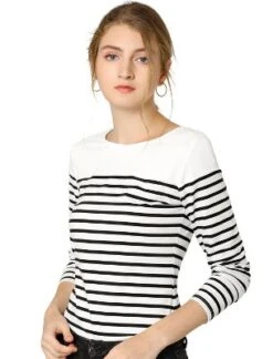 Allegra K Women's Color Block Long Sleeve Striped T-Shirt -Allegra K GUEST 3fbf42a6 0702 4227 bf2f 2c134833e435