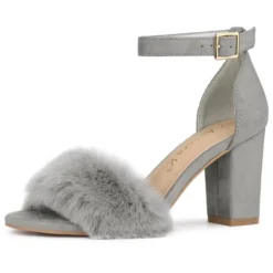 Allegra K Women's Faux Fur Ankle Strap Block Heels Sandals -Allegra K GUEST 406f19cd 3251 4df1 a846 a2f322abf4cc