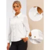 Allegra K Women's Chiffon Long Sleeve Collared Fitted Botton Down Work Office Blouse