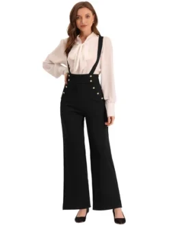Allegra K Women's Casual Office Adjustable Straps Wide Leg Jumpsuits -Allegra K GUEST 40c349f8 78bd 4b84 81b3 8885dd40e9dc