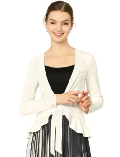 Allegra K Women's Tie Front Ruffled Hem Crop Knit Cardigan -Allegra K GUEST 40c51718 0eb2 45a5 bab2 d7f3738ac7f8