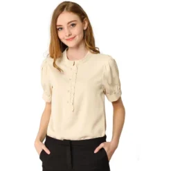Allegra K Women's Work Office Half Placket Ruffled Puff Sleeve Blouse 21 Allegra K Women's Work Office Half Placket Ruffled Puff Sleeve Blouse -Allegra K GUEST 4191e3ef e9b3 405a 98ff 626a92ee5615