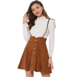 Allegra K Women's Faux Suede Tie Shoulder Buttons Decor Suspender Skirt -Allegra K GUEST 41c116b8 e4ed 45fd be65 b064fce6f76a