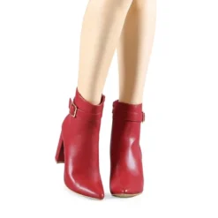 Allegra K Women's Pointed Toe Buckle Decor Heel Ankle Booties