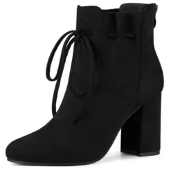 Allegra K Women's Round Toe Back Zipper Chunky Heel Ankle Boots -Allegra K GUEST 4278dd73 82da 46b9 bf0a 2262d05ba088