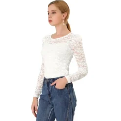 Allegra K Women's Vintage Semi-Sheer Puff Long Sleeve Embroidery Lace Floral Blouse -Allegra K GUEST 430160aa 79a8 49f3 a6ea 22632eab18a3