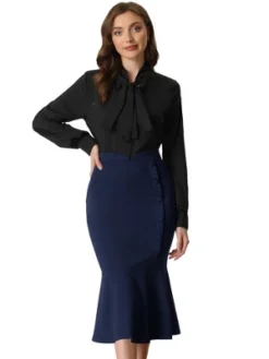 Allegra K Women's High Waist Elegant Button Decor Stretch Mermaid Midi Skirt -Allegra K GUEST 434b42c9 2dfd 4163 85e5 500ba3b9d489