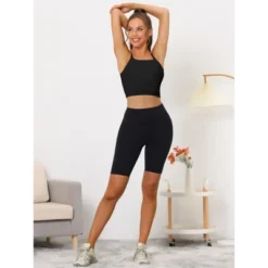 Allegra K Women's Medium Impact Fitness Workout Wireless Padded Yoga Longline Sports Bras -Allegra K GUEST 44020548 541a 4237 bc41 62d0591f7a13