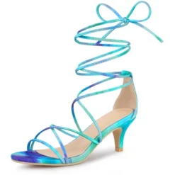 Allegra K Women's Lace Up Strappy Tie Dye Kitten Heels Sandals -Allegra K GUEST 44592c74 c267 46df 9a3b 9b1ccb7d9355