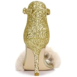 Allegra K Women's Glitter Faux Fur Stiletto Heel Sandals -Allegra K GUEST 4501b657 8961 4f35 8b53 b30a428287e7