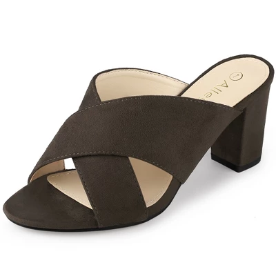 Allegra K Women's Crisscross Strap Block Heel Slide Sandals 13 Allegra K Women's Crisscross Strap Block Heel Slide Sandals - Image 13