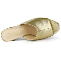 Allegra K Women's Open Toe Mules Chunky Metallics Heels Slide Sandals -Allegra K GUEST 469eafbe 0817 4f67 9e15 28aa94df5967