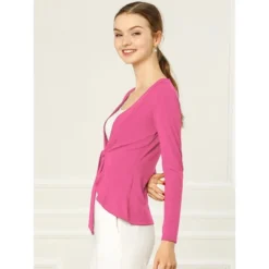 Allegra K Women's Tie Front Ruffled Hem Crop Knit Cardigan -Allegra K GUEST 46ac4510 4f97 4b23 9ab2 37ff8202e199