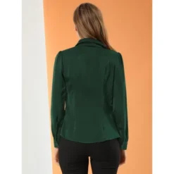 Allegra K Women's Elegant Collar V Neck Long Sleeve Work Office Satin Button Down Shirt -Allegra K GUEST 47a175a6 7ef7 410c 8af1 4f43167640bc