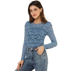 Allegra K Women's Vintage Semi-Sheer Puff Long Sleeve Embroidery Lace Floral Blouse -Allegra K GUEST 48245a79 367c 4975 8b9b 10c500ee6a8e