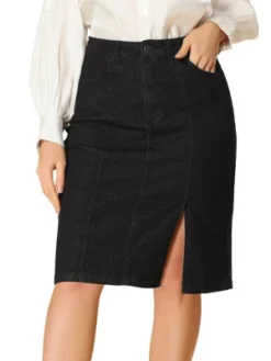 Allegra K Women's Casual Denim Skirt Slit High Waisted Knee Length Jean Skirts 11 Allegra K Women's Casual Denim Skirt Slit High Waisted Knee Length Jean Skirts -Allegra K GUEST 484fecd1 71f8 4574 b6e8 6016c42b72f0