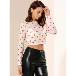 Allegra K Women's Semi-Sheer Party Heart Crop Tops Mesh Blouses -Allegra K GUEST 4851c558 57ae 4462 aefc 7405bfdd9df3