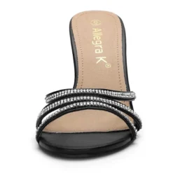 Allegra K Women's Rhinestone Strappy Heel Mules