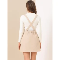 Allegra K Women's Corduroy Mini V Neck Vintage A-Line Bib Overall Pinafore Skirts -Allegra K GUEST 4a63cc47 ca9e 4701 acef a51292b018e1