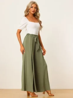 Allegra K Women's High Slit Hem High Waist Casual Wide Leg Long Palazzo Pants -Allegra K GUEST 4a6fae35 4a4c 41ca 9cce 3e6b8b18750b