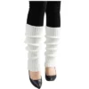 Allegra K Women's Knitted Solid Color Warm Knee High Length Ribbed Leg Warmers
