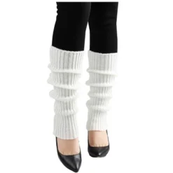 Allegra K Women's Knitted Solid Color Warm Knee High Length Ribbed Leg Warmers