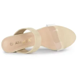 Allegra K Women's Dual Clear Strap Block Heels Slides Sandals -Allegra K GUEST 4b2155a4 ab27 42f2 af6f 517db44334e2