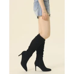 Allegra K Women's Pointed Toe Stiletto Heel Knee High Boots