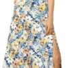 Allegra K Women's Boho Floral High Waist Split A Line Midi Skirt