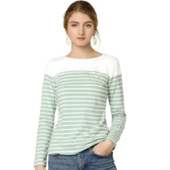 Allegra K Women's Color Block Long Sleeve Striped T-Shirt -Allegra K GUEST 4bd6bb59 20e4 4b53 974e 6e43a551c9a4