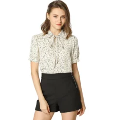 Allegra K Women's Retro Dots Print Bow Tie Peter Pan Collar Chiffon Blouse -Allegra K GUEST 4ccbc917 ccb2 4665 9ecd 630d1597c5dc