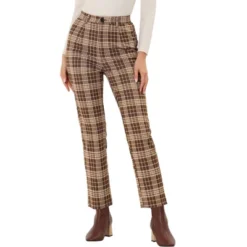Allegra K Women's Plaid Trousers Button Casual Tartan Check Work Pants -Allegra K GUEST 4ce0af71 70eb 45e0 bfd8 4f444bbb6e36
