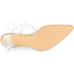 Allegra K Women's Clear Heels Lace Up Strappy Stiletto Heel Sandals -Allegra K GUEST 4ce0c784 dc25 42fe 9012 8b36b607558a