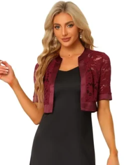 Allegra K Women's Lace Satin Panel Short Sleeve Bolero Cardigan -Allegra K GUEST 4ceb0298 3e25 4b9e 943d bbe80fb1277d