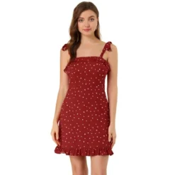 Allegra K Women's Printed Sleeveless Ruffle Tie Shoulder Summer A Line Mini Dress -Allegra K GUEST 4cf3744b 0a90 461c 87ed cfcc5bf57bad