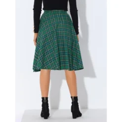 Allegra K Women's Plaid Tartan Skirt High Elastic Waist A-Line Vintage Flare Skirt -Allegra K GUEST 4d37182a f42d 4dc5 b049 3a0fdc5488b2