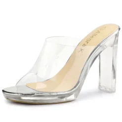 Allegra K Women's Clear Platform Block Heeled Slides Sandals -Allegra K GUEST 4d3f2b97 491c 4a3f 991f 4a8e49faadfa