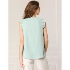 Allegra K Women's Ruffled Sleeveless Work Business Vintage Blouses -Allegra K GUEST 4e068312 e660 441b 8263 c5c15472ef98