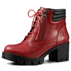 Allegra K Women's Chunky Heel Lace Up Zipper Combat Boots -Allegra K GUEST 4e09b10d eef7 478d 9cb6 33e2ff3eaa04