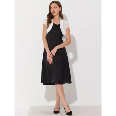 Allegra K Women's Cap Sleeve Business Open Front Mesh Crop Shrug Bolero 2 Allegra K Women's Cap Sleeve Business Open Front Mesh Crop Shrug Bolero - Image 2