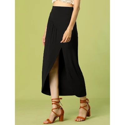 Allegra K Women's Skirt Split Ruched High Waist Summer Beach Maxi Skirts 1 Allegra K Women's Skirt Split Ruched High Waist Summer Beach Maxi Skirts
