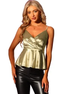 Allegra K Women's Satin V Neck Spaghetti Strap Sleeveless Cami Peplum Top -Allegra K GUEST 4e9fb18b 7731 4fa1 8999 b18d6c4de1bf