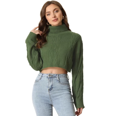 Allegra K Women's Turtle Neck Long Sleeve Knitted Pullover Sweater Cropped Tops 7 Allegra K Women's Turtle Neck Long Sleeve Knitted Pullover Sweater Cropped Tops - Image 7
