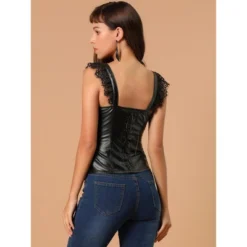 Allegra K Women's Lace Trim Party Faux Leather PU Tank Top -Allegra K GUEST 4f0984fd 773f 462f a233 67ec62086fad